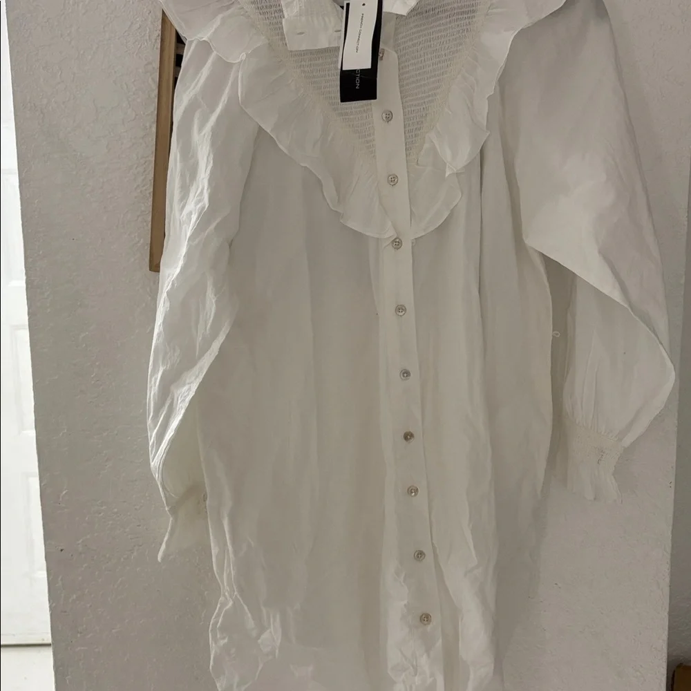 French Connection White Ruffled Blouse - Picture 6 of 8